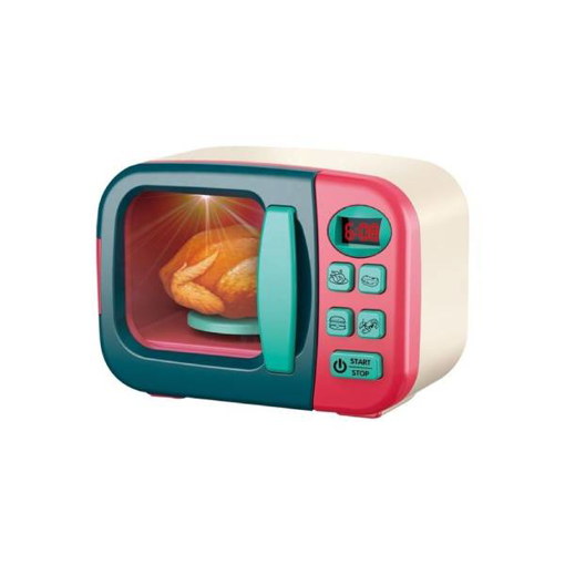 صورة Pretend Play Microwave Oven With Food And tableware 16x10x12سم